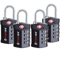 4 Digit TSA Approved Luggage Lock, 4 Pack Black, Inspection Indicator, Alloy Body