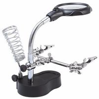 ElectroOptix Desktop Magnifying Glass with LED Light with Soldering Iron Stand Adjustable Clip for Repair Magnifier Jewellery Appraisal Reading