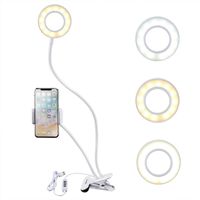Linselfie Selfie Ring Light with Cell Phone Holder Stand for Live Stream LED Camera Light with Flexible Long Arms for Android Phone iPhone 8 7 6 Plus X 6s