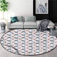 RUGSMAT Vintage Airplane Modern Washable Round Bath Mat,Retro Craft Foam Mat Living Room Decor Diameter-47