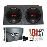 Boss Chaos Exxtreme 12" 1200W 4 Ohm Subwoofer (Pair) w/Box, Amplifier & Wiring
