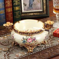 T-ZJHC European Paper Tray Living Room Coffee Table Remote Control Storage Box Bedroom Multi-Purpose Tissue Box, Two Ashtray