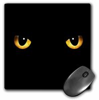 3dRose LLC 8 x 8 x 0.25 Inches Mouse Pad, Spooky Black Cat's Eyes (mp_128253_1)