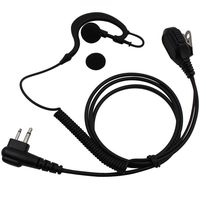 Tenq G Shape Police Earpiece Headset with PTT Mic for 2-pin Motorola Radio CLS1410 CLS1413 P180 P185 MV21C MV21CV MV22