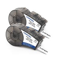 2-Pack M21-750-499 0.75" x 16' Cartridge, Compatible Brady High Adhesion Cloth Label Tape M21-750-499, Black on White Nylon Label Tape for BMP21-PLUS, BMP21-LAB, IDPAL, and LABPAL Label Printers