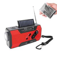 NOAA Weather Radio Hand Crank Solar AM FM 2000mAh Power Bank Emergency Weather Alert LED Flashlight Reading Lamp SOS Alarm with Emergency Blanket (RED)