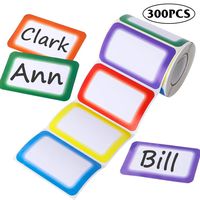 JPSOR 300ct Colorful Plain Name Tag Labels Stickers Perforated Line Design for School Office Home, 3.5x2.2Inches, 6 Colors