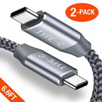 USB C to USB C Cable 3A (2Pack 6.6ft),Highwings USB Type c to c Fast Charging Durable Braided Cord Compatible Samsung Galaxy Note 10 S8 S9 S10,Pad Pro 2018,Google Pixel,Nexus 6P,MacBook etc.-Grey