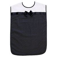 Ladies Adult Bib, Black Polka-Dot Pattern with Bowtie, Frenchie Mini Couture