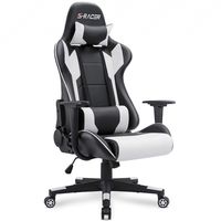 Homall Gaming Chair Office Chair High Back Computer Chair PU Leather Desk Chair PC Racing Executive Ergonomic Adjustable Swivel Task Chair with Headrest and Lumbar Support (White)