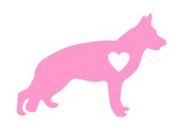 Dixies Decals German Shepherd with a Heart Vinyl Decal Sticker Car Truck Laptop Notebook ... (5.5, Soft Pink)