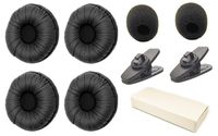 Cushions Leatherette + Mic Foam + Shirt Clip Replacement for Plantronics Supra Plus Encore CS520 C052 CS55 Most Standard Size Office Telephone Headsets H251 H261 H351 H361 W720 476 HW251N