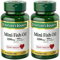 Fish Oil 1290 mg, Mini Odorless Softgels, 2 Bottles (90 Count)