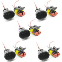 TrendBox (Pack of 5 Sets) 2 Pin Way Waterproof Electrical Connector Plug Socket Kit Car Auto with 10cm 3.93" Wire AWG Gauge for Motorcyle Truck Boat