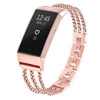 fastgo Compatible for Fitbit Charge 3 and Charge 3 SE Bands, Premium Stainless Steel Replacement Wristbands Classy Sport Bracelet Special Edition Band for Women and Girls (Pink Gold)
