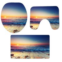 Pgojuni Christmas Scenery Bathroom Non-Slip Pedestal Rug + Lid Toilet Cover + Bath Mat Set 3PCS (F-01)