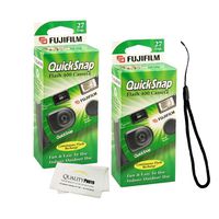 Fujifilm QuickSnap Flash 400 Disposable 35mm Camera + Quality Photo Microfiber Cloth (2 Pack)
