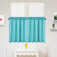 IDEALHOUSE Turquoise Tier Curtains,Waffle Woven Textured Short Window Curtain for Cafe,Bathroom,Kitchen & Kids Bedroom Rod Pocket Curtains (2 Panels, 30Inch Wide by 36Inch Long)