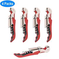 4 Packs Professional Waiter Corkscrew Wine Openers Set,Upgraded With Heavy Duty Stainless Steel Hinges Wine Key for Restaurant Waiters, Sommelier, Bartenders (Red 4 Packs)