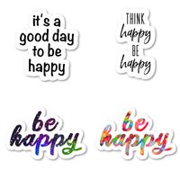 Be Happy Think Happy Sticker Pack Inspirational Quotes Stickers - 4 Pack - Laptop Stickers - for Laptop, Phone, Tablet Vinyl Decal Sticker (4 Pack) S211238