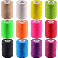 Pangda 12 Pieces Adhesive Bandage Wrap Stretch Self-Adherent Tape for Sports, Wrist, Ankle, 5 Yards Each (3 Inch, 12 Colors)