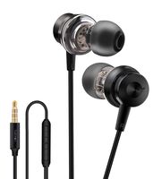 Tuddrom H2 Wired Earbud Headphones with Microphone and Remote, Hi-Res Stereo Extra Bass, Noise-Isolating in-Ear Earphones with 3.5mm Plug for iPhone/Android/Samsung/Laptop, Black