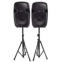 Costway Dual 12 Inch 2-way 2000Watts Powered Speakers with Bluetooth, Mic, Speaker Stands, Control & Cables