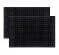 Tebery Black Mat 18" x 12" Rubber Bar Service Spill Mat (2 pack)