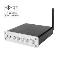 AIYIMA DC12-24V 2.1 Channel TPA3116 Subwoofer Bluetooth Amp HiFi TPA3116D2 2.1 Amplifier Board 50W x 2 + 100W (Silver)