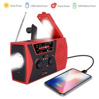 Baiwka Emergency Weather Radio, Solar Hand Crank AM/FM/WB/NOAA Weather Radio with 2600mAh Power Bank Phone Charger, LED Flashlight, Reading Lamp and SOS Alarm (Red)