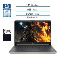 HP 2019 Newest Premium 14 Inch Laptop Notebook Computer, Intel Core i3-7100U, 4GB DDR4 RAM, 256GB SSD, WiFi, Bluetooth, HDMI, Windows 10 W/ Accessories Bundle