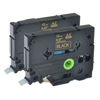 GREENCYCLE 2PK Adhesive Gold on Black Label Tape Compatible for Brother TZE-334 TZe334 TZ334,1/2 Inch,PT-D210 Labeling Maker