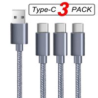 Huaham USB Type C Cable, [3-Pack,1ft,4ft,6ft] USB C Fast Charging Cable for Samsung Galaxy S10/S10 Plus/S9/S9 Plus/S8/ S8 Plus/Note 9/Note 8 Google Pixel 3 LG V30 G6 and More (Grey)