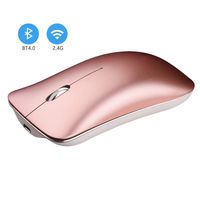 Wireless Bluetooth Mouse,MUEQU Silent Click 2.4GHz and Bluetooth Dual-Mode Mouse Rechargeable Mice 1600DPI Optical Mouse with USB Receiver for PC Laptop Computer Mac MacBook (Rose gold)
