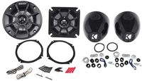 Kicker PS4 (40PS44) 4" Motorcycle/ATV Speakers 4 Ohm+KMMTES Handlebar Enclosures