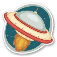 2 x 10cm- 100mm UFO Alien Vinyl SELF ADHESIVE STICKER Decal Laptop Travel Luggage Car iPad Sign Fun #5690