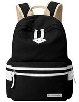 El-fmly Canvas Unisex Backpack Lightweight Shoulder Students Bookbag Travel Outdoor Laptop Daypack for Women Men Boy Black Bag