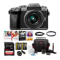 Panasonic LUMIX G7 Mirrorless Camera w/ 14-42mm f/3.5-5.6 Lens & 64GB SD Card Bundle (Silver)