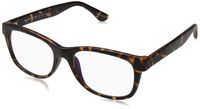 BluVue Unisex BL 1002 Slated Rectangular Blue Light Blocking Computer Tablet Smartphone Screen Reading Glasses, Matte Tortoise Frame, Diopter 2.5