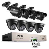 ZOSI 8CH 1080P Security Camera System HD-TVI Video DVR Recorder with (8) 2.0MP Bullet and Dome Weatherproof CCTV Cameras 2TB Hard Drive,Motion Alert, Smartphone, PC Remote Access