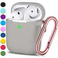 JINGCI Airpods Case, Full Protective Airpods Case Cover Silicone Airpods Case Keychain for Girls and Women, Soft Chargeable Headphone Case with Rose Gold Carabiner for AirPods 2 and 1, Brick Green