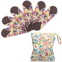 Teamoy Bamboo Charcoal Sanitary Pads(11.6 Inches), 6Pcs Cloth Menstrual Napkins Pads with Wet Bag, Feminine Menstrual Pads Fit for Heavy Flow or Overnight Use, Leaves