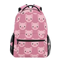 Pink Cartoon Pig Face Laptop Backpack Shoulder School Bag for Girls, Animal Water Resistant College Travel Computer Notebooks Computer Bag Daypack Bookbag for Kids Boys Women