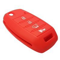 Coolbestda Rubber 4buttons Flip Key Fob Cover Case Keyless Entry Jacket Protector Holder for Kia Sorento Sportage Rio Soul Forte Optima Carens Red （Not Fit Smart Key Fob）