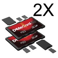 DiMeCard-SD: SD + microSD Memory Card Holder 2-PACK (credit card size holder, writable label)
