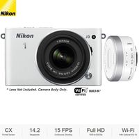 Nikon J3 White Camera Body (27611B) with 1 NIKKOR 10-30mm VR f/3.5-5.6 PD-Zoom Lens - (Renewed)