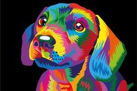 iFymei DIY Oil Painting Kit , Paint by Numbers for Adults & Kids & Beginner , 16 x 20 inch Canvas & Acrylic Paints - Colorful Cute Dog