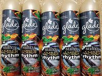 5 Glade Sultry Amber Rhythm (Black Rum,Leather,Mint) Spray Air Freshener 8 oz ea