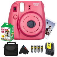 Fujifilm Instax Mini 8 Instant Film Camera (Raspberry) + Fujifilm INSTAX Mini Instant Film (Twin Pack) + Pixi-Basic Accessory Bundle