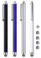 CCIVV Stylus Pens, 4 Pcs 5.6 Inches Mesh Tipped Stylus for Touch Screens, iPad, iPhone, Kindle Fire + 4 Extra Replaceable Hybrid Fiber Tips (White, Black, Silver, Blue)
